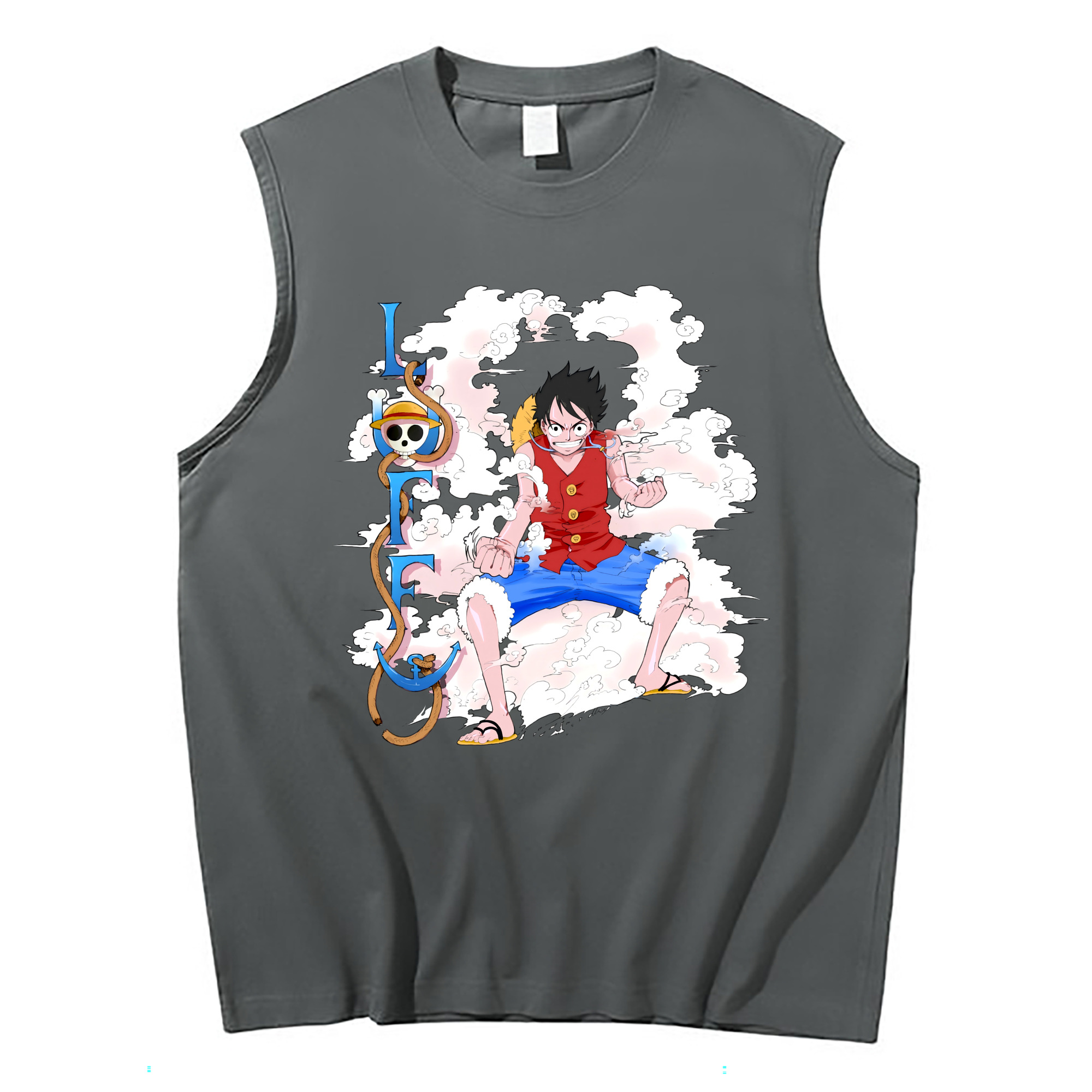 ワンピース モンキー・D・ルフィ ONE PIECE Monkey D. Luffy コットン100％タンクトップ（フロントプリント）
